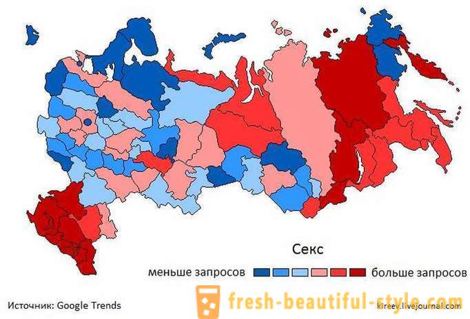 Rușine geografică și rușine: în cazul în care în Rusia majoritatea Google „sex“, „porno“, „prostituate“