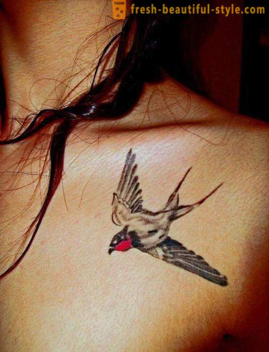 Tatuaj „Rândunica pe gât“ - secretul imaginii ideale